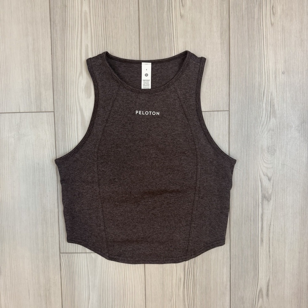 NEW Lululemon X Peloton Soft Sueded Crewneck Cropped Tank Top 8 Brown Fitted